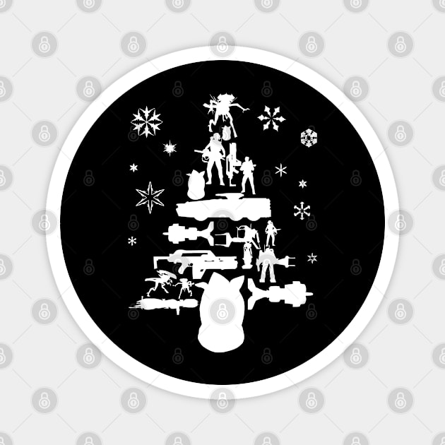 Aliens Christmas Tree Silhouette White Magnet by duniakubaby